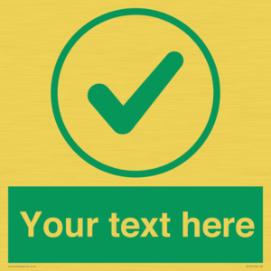 Custom green background, green tick in circle sign